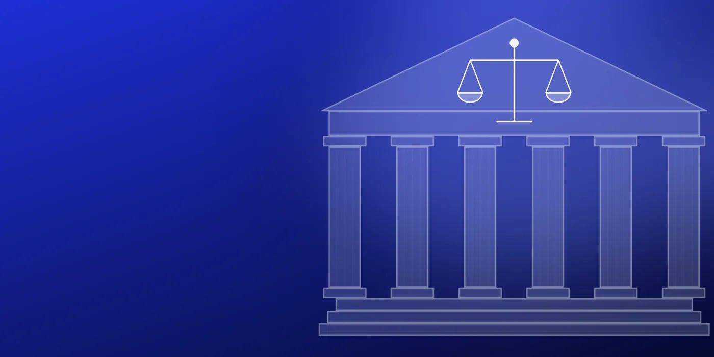 Edificio de tribunal con columnas y una balanza de la justicia, juicios de nulidad y responsabilidad patrimonial