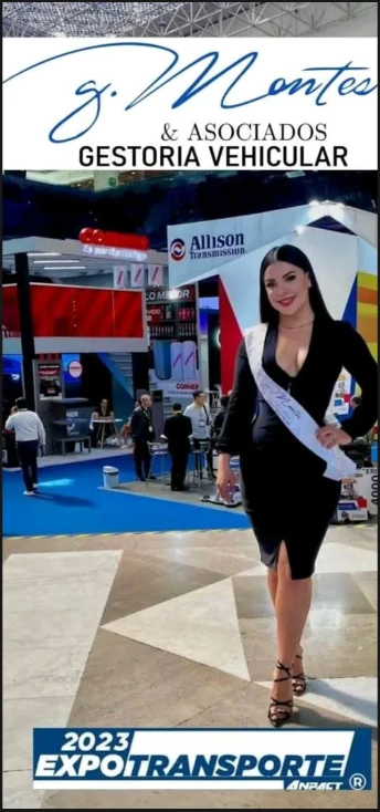 Cartel de g. Montes y Asociados Gestoría Vehicular en Expo Transporte ANPACT 2023